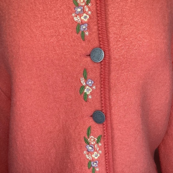 GIESSWEIN 100% Boiled Wool Embroidered Orange Apricot Jacket Pewter Buttons .10 - Picture 3 of 14